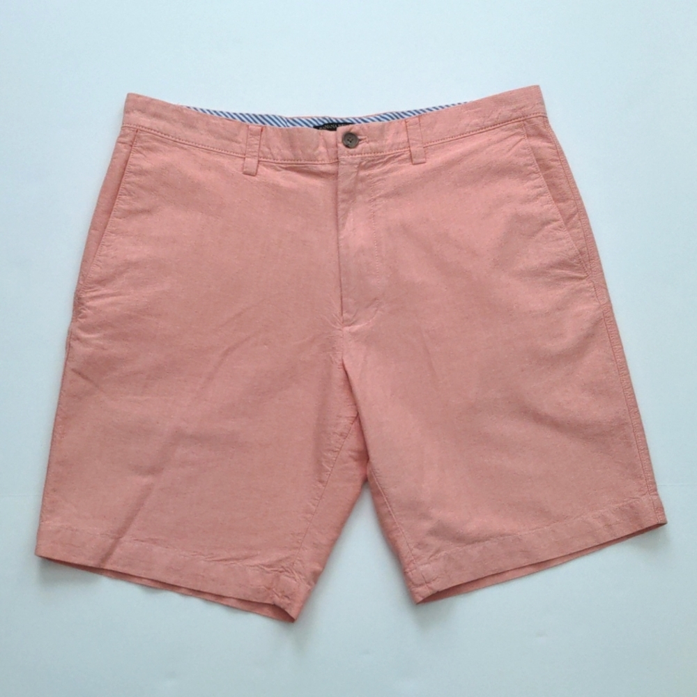 Banana Republic Flat Front Oxford Deck Short 9" Orange Blaze size 35